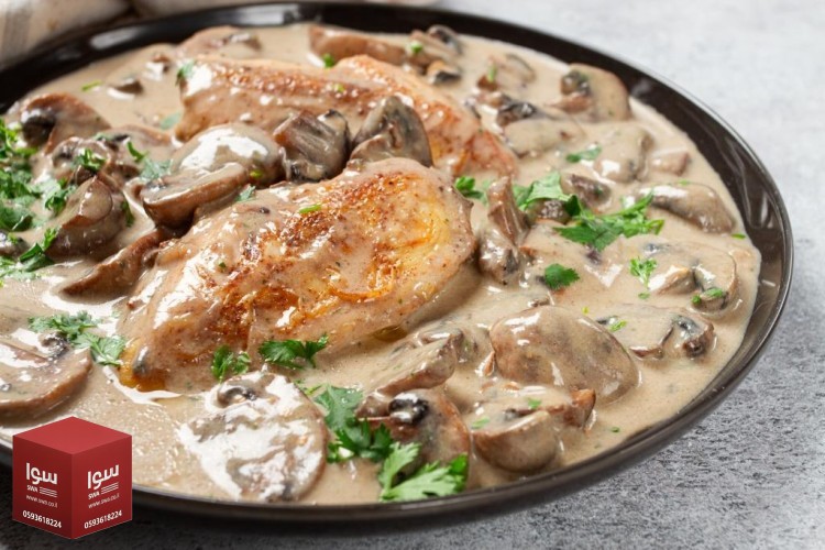 دجاج بالكريمة والمشروم